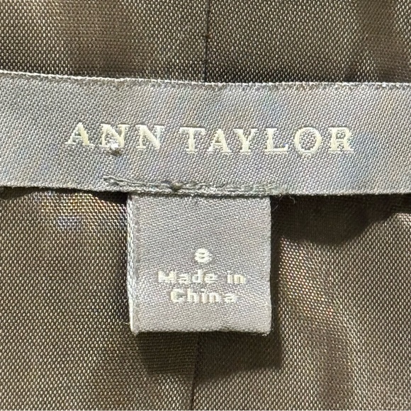 Ann Taylor heavy linen brown blazer with dark brown stitching and patch pockets - Picture 11 of 15
